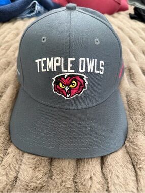 Temple Owls Gray Hat with Embroidered Owl Logo